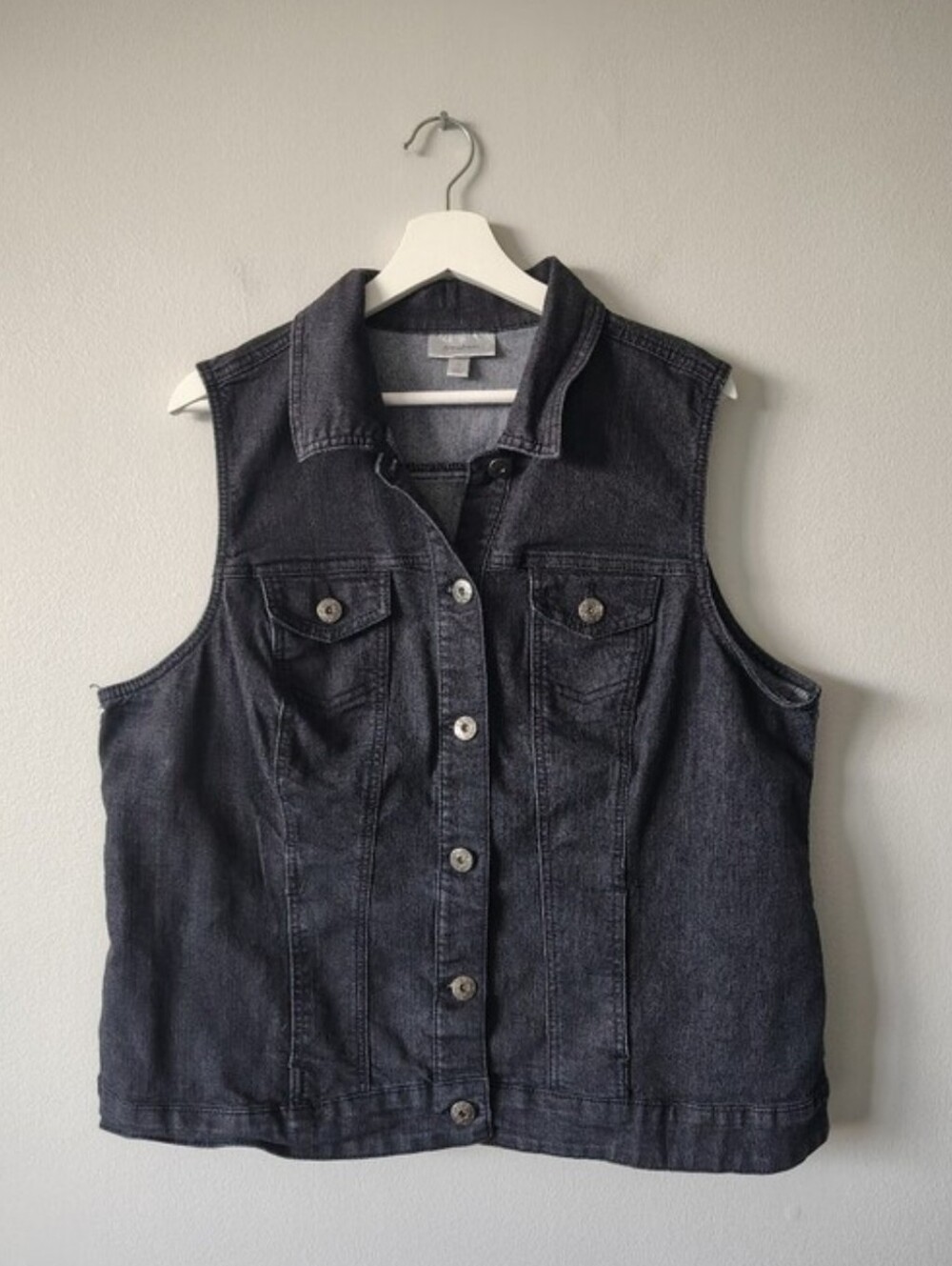 Dressbarn Black/Grey Stretch Jean Vest